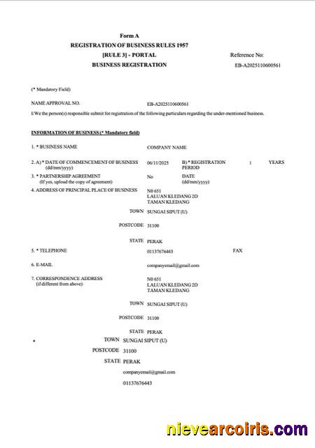 Malaysia business registration certificate, version 2